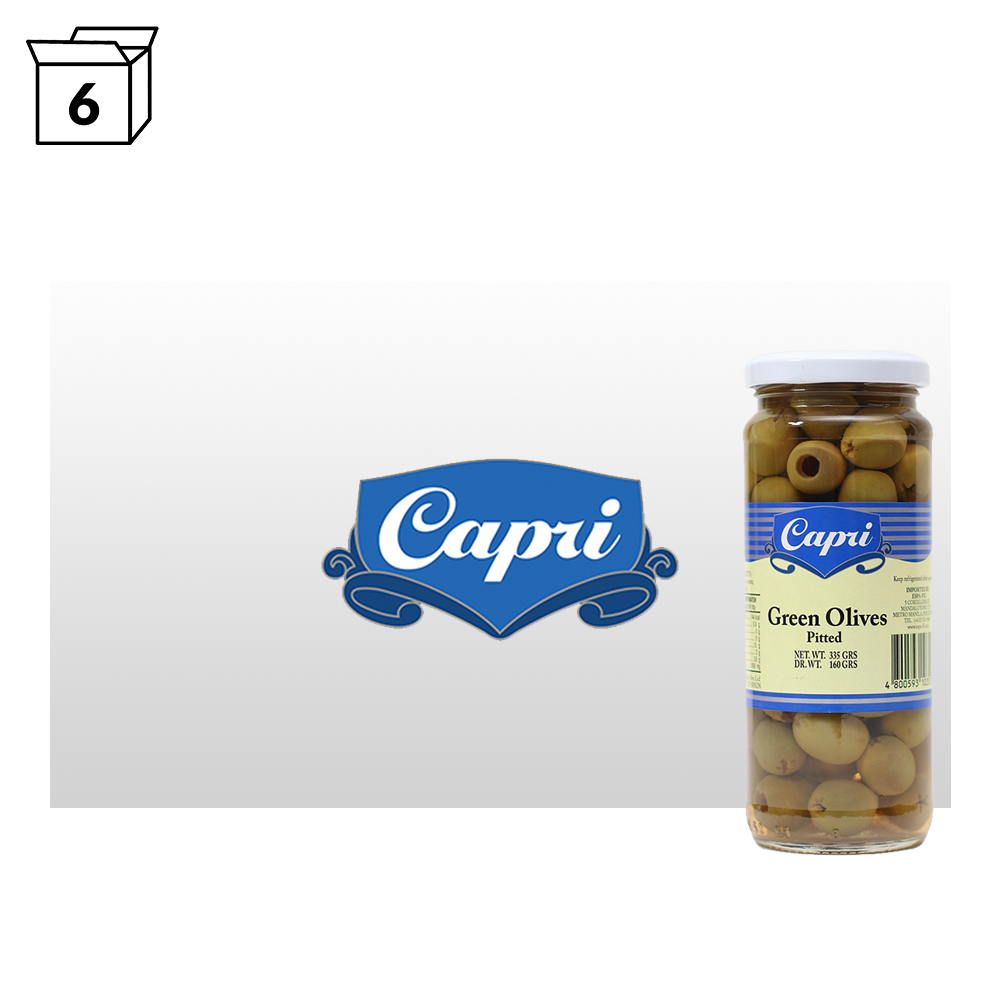 Capri Pitted Green Olives 335g (6 Pack)