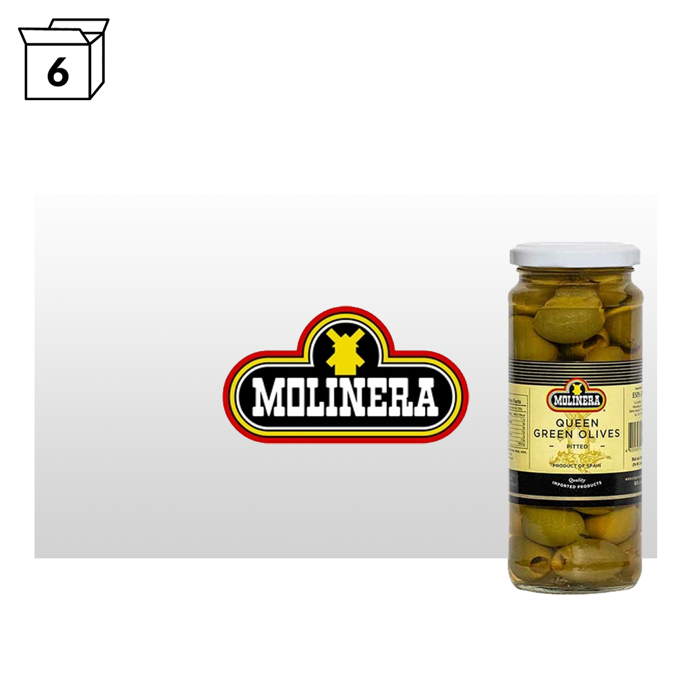Molinera Green Queen Olives Pitted 330g (6 Pack)