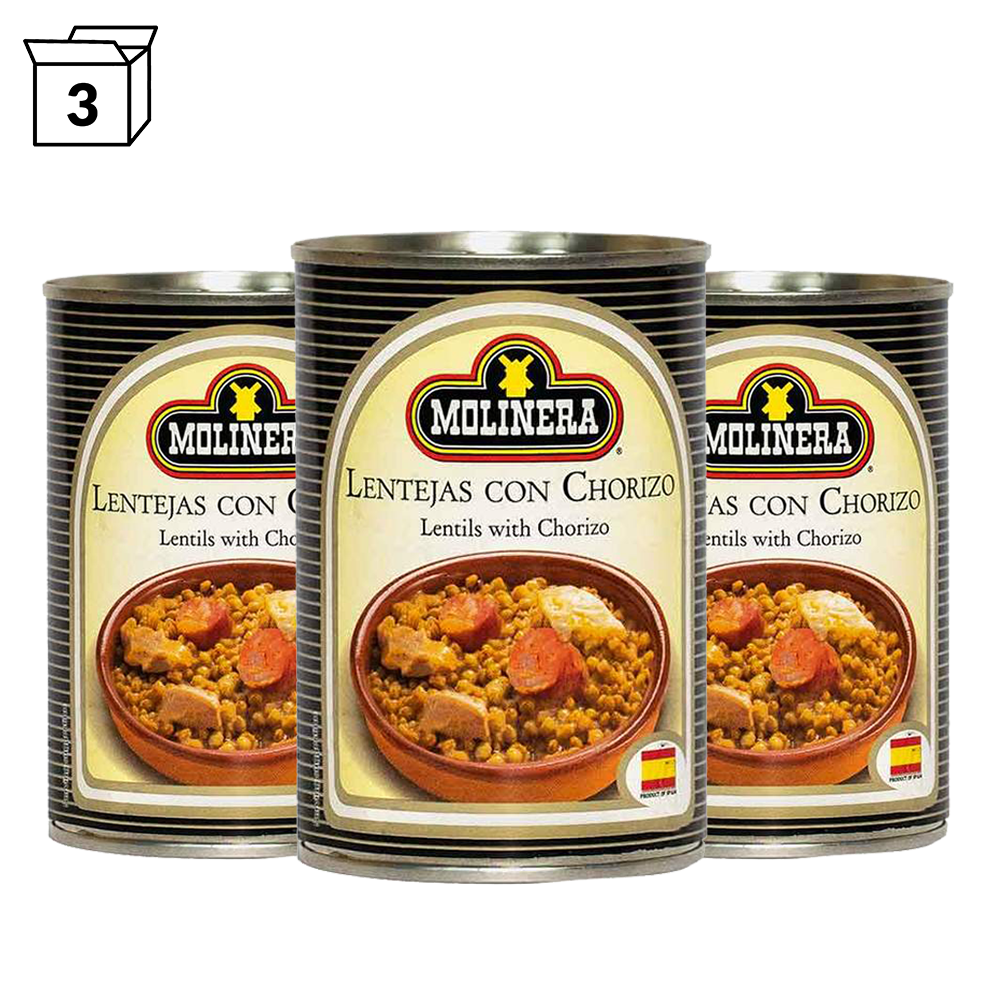 Molinera Lentejas con Chorizo - Lentils with Chorizo 415g (3 Pack)